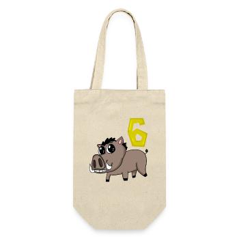 6. Geburtstag Motiv Wildschwein - sechs Jahre alt - Geschenkbeutel für Flaschen - Natur - Vorne