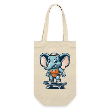 Blue Cartoon Elephant on the Skateboard - Gift Bag for Bottles - nature - Front