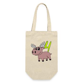 4th Birthday Motif Moose - Four Years Old - Gift Bag for Bottles - nature - Front