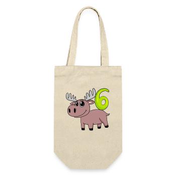 6th Birthday Motif Moose - Six Years Old - Gift Bag for Bottles - nature - Front