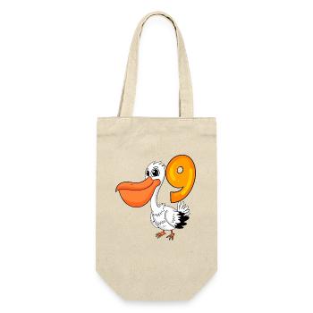9ème anniversaire motif pélican - neuf ans - Sac à bouteille - nature - Devant