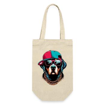 Hund - Geschenkbeutel für Flaschen - Natur - Vorne