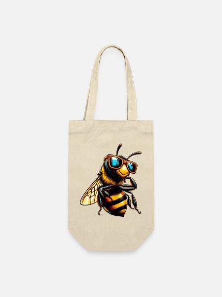 Biene mit Sonnenbrille - Geschenkbeutel für Flaschen - Natur