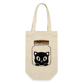 Katze Katzen Geschenkidee - Geschenkbeutel für Flaschen - Natur - Vorne