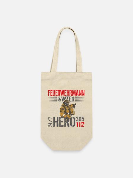 Feuerwehr Vater - Geschenkbeutel für Flaschen - Natur