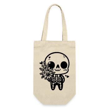 Squelette et Fleurs - Élégance Macabre - Sac à bouteille - nature - Devant