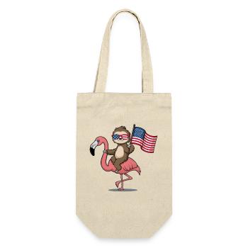 Patriotique paresseux chevauchant Flamingo USA drapeau - Sac à bouteille - nature - Devant