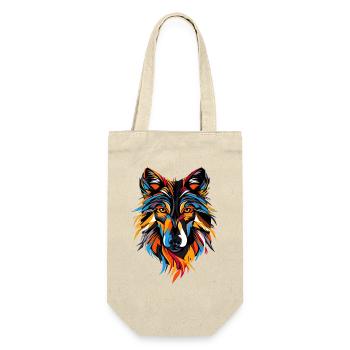 Wolf Motiv Wölfe Wolfsrudel Grauer Wolfshund Wolfs - Geschenkbeutel für Flaschen - Natur - Vorne