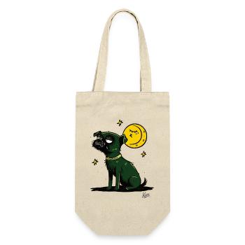 Tired Schnauzer: Dog with Moon and Stars - Gift Bag for Bottles - nature - Front