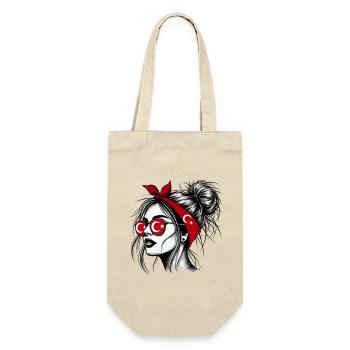 Stylish Turkish woman with Turkish flag design - Gift Bag for Bottles - nature - Front