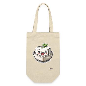 Kawaii Happy Tofu - Sac à bouteille - nature - Devant