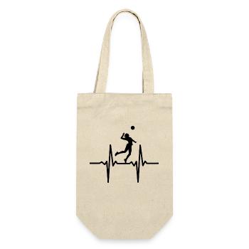 Volleyball Girl Spieler Lustige Herzschlag Linie - Geschenkbeutel für Flaschen - Natur - Vorne