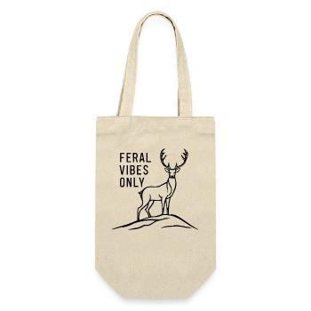 Feral Vibes Nur Hirsch Wild Natur Abenteuer Schwarz - Geschenkbeutel für Flaschen - Natur - Vorne