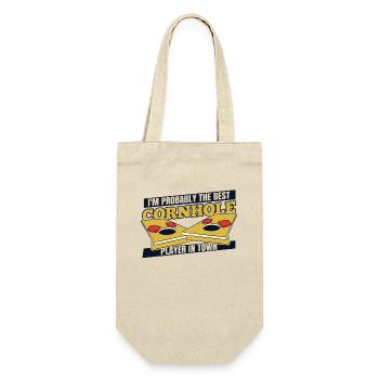 Bester Cornhole Player In Town Sitzsack Spielbretter - Geschenkbeutel für Flaschen - Natur - Vorne
