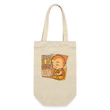 Buddha ist mein Zuhause Junge Buddhistische Statue Symbol - Geschenkbeutel für Flaschen - Natur - Vorne