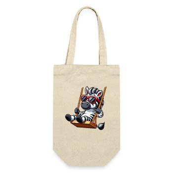 Cooles Zebra auf Schaukel mit Sonnenbrille - Geschenkbeutel für Flaschen - Natur - Vorne