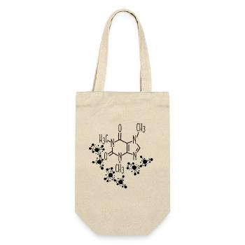 Koffein Molekül Design - Geschenkbeutel für Flaschen - Natur - Vorne