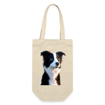 Border Collie Hunde Liebhaber Welpe Süße Collies - Geschenkbeutel für Flaschen - Natur - Vorne