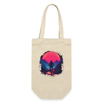 Mountainbiking Synthwave - Geschenkbeutel für Flaschen - Natur - Vorne