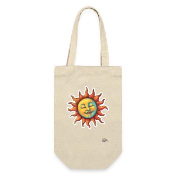 Fröhliche, entspannte Retro-Sonne - Geschenkbeutel für Flaschen - Natur - Vorne