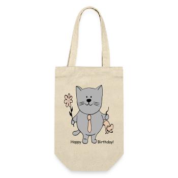 Happy Birthday - Geschenkbeutel für Flaschen - Natur - Vorne