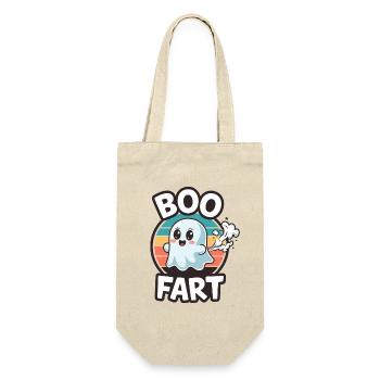Lustiger Geist furzt – Halloween Spaß - Geschenkbeutel für Flaschen - Natur - Vorne