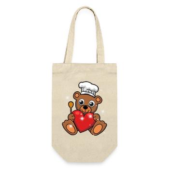 ours en peluche, cuisinier, chef, chef, cuisinier, cuisinier, coeur - Sac à bouteille - nature - Devant
