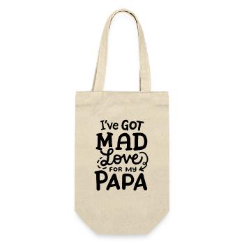 Vater Papa Vatertag - Geschenkbeutel für Flaschen - Natur - Vorne