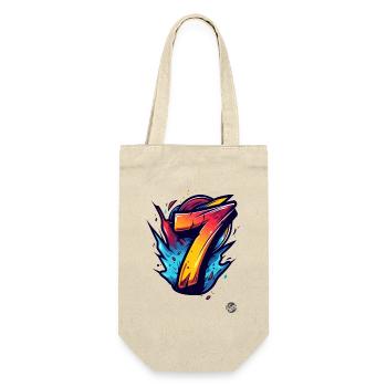 Knalliges "7" Design mit explosiven Farben - Geschenkbeutel für Flaschen - Natur - Vorne