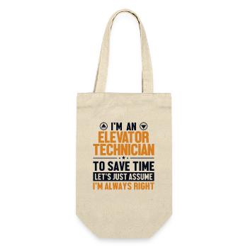 Elevator Technician Let's Assume I'm Right - Gift Bag for Bottles - nature - Front