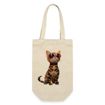 Bengal Katze Leopard Cat Leopardette Bengal Katzen - Geschenkbeutel für Flaschen - Natur - Vorne