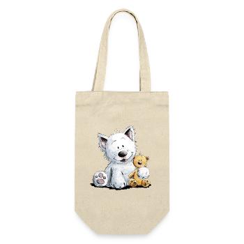 West Highland White Terrier with Soft Toy - Gift Bag for Bottles - nature - Front