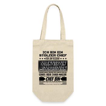 stolzer Chef Von Verdammt Tollen Mitarbeitern - Geschenkbeutel für Flaschen - Natur - Vorne