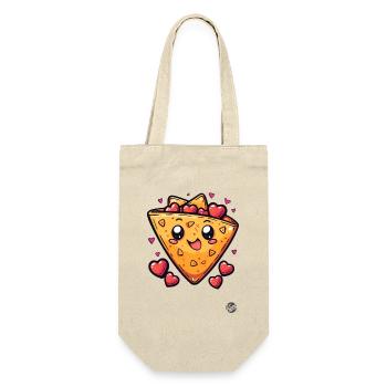 Liebe, Nachos und Herzen - Geschenkbeutel für Flaschen - Natur - Vorne