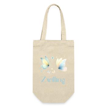 Elegantes Zwillinge Sternzeichen Aquarell Geschenk - Geschenkbeutel für Flaschen - Natur - Vorne