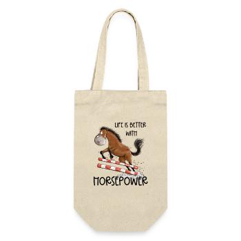 Funny Show Jumping Show Jumping Tournament Horse - Gift Bag for Bottles - nature - Front