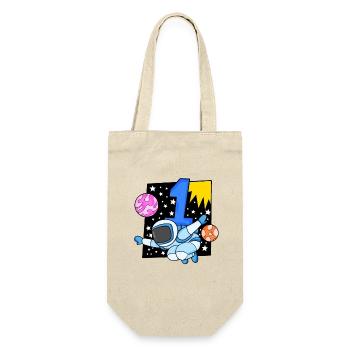 Zahl 1 Nummer Eins - Astronaut Motiv - Geschenkbeutel für Flaschen - Natur - Vorne