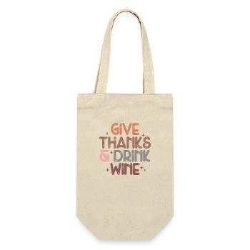 Say Thank You & Drink Wine Fun Thanksgiving - Gift Bag for Bottles - nature - Front