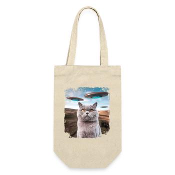 Funny British Shorthair Cat selfie with Alien UFOs - Gift Bag for Bottles - nature - Front