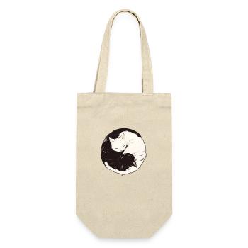 Yin und Yang Buddhismus Grafik Katzen Katzenhalter - Geschenkbeutel für Flaschen - Natur - Vorne