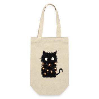 Funny Fairy Lights Cat Christmas Tree Gift - Gift Bag for Bottles - nature - Front