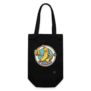 Pouces vers le haut Rétro Dessin animé Banane - Sac à bouteille - noir - Devant