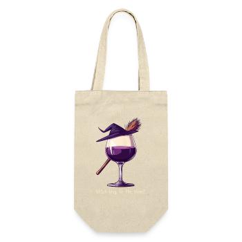 Halloween Hexe Wein Weinglas Weintrinker Geschenk - Geschenkbeutel für Flaschen - Natur - Vorne