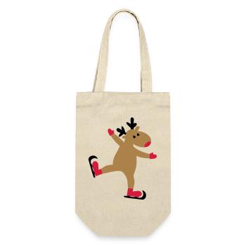 Lustiger Elch zu Weihnachten - Geschenkbeutel für Flaschen - Natur - Vorne