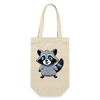 Niedlicher kleiner Waschbär mit blauen Augen - Geschenkbeutel für Flaschen - Natur - Vorne
