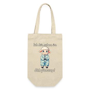 Ich bin schon im Schafanzug - Geschenkbeutel für Flaschen - Natur - Vorne
