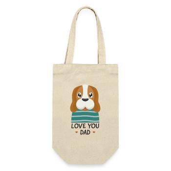 Hund - Hab dich lieb Papa - Geschenkbeutel für Flaschen - Natur - Vorne