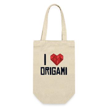Ich liebe Origami Papierkranich Falten Eule Meister - Geschenkbeutel für Flaschen - Natur - Vorne