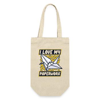 Ich liebe meine Papierkram Eule Papier Kranich Falten - Geschenkbeutel für Flaschen - Natur - Vorne