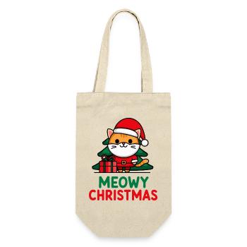 Festliche Katze Santa Illustration - Geschenkbeutel für Flaschen - Natur - Vorne